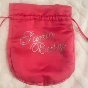 Victoria’s Secret Santa Baby Pink Satin Lingerie Bag